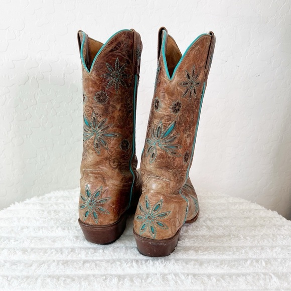 Shyanne Turquoise Brown Floral Inlay Boots - Picture 4 of 8